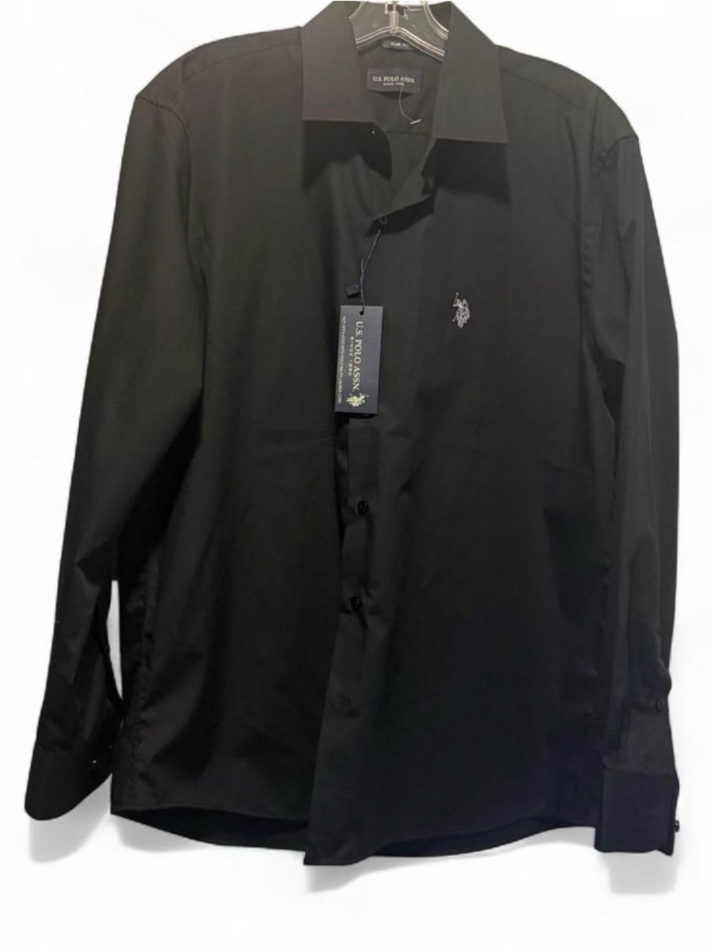 U.S. Polo Assn. Black Long-Sleeve Dress Shirt with Logo